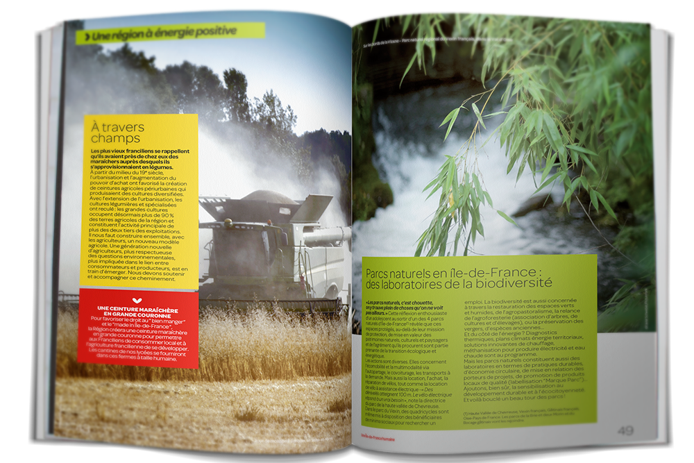 Double page d'infos et de propositions dans un style portfolio