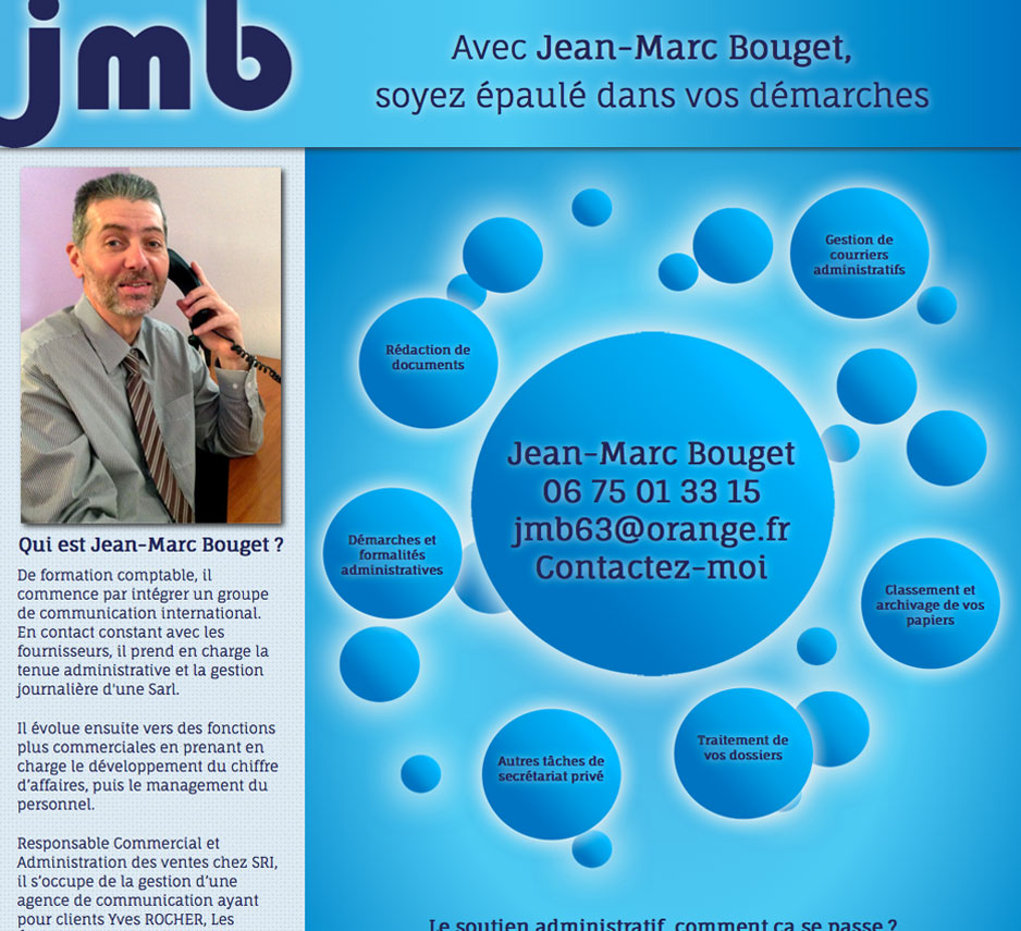 Page d'accueil du site JMB