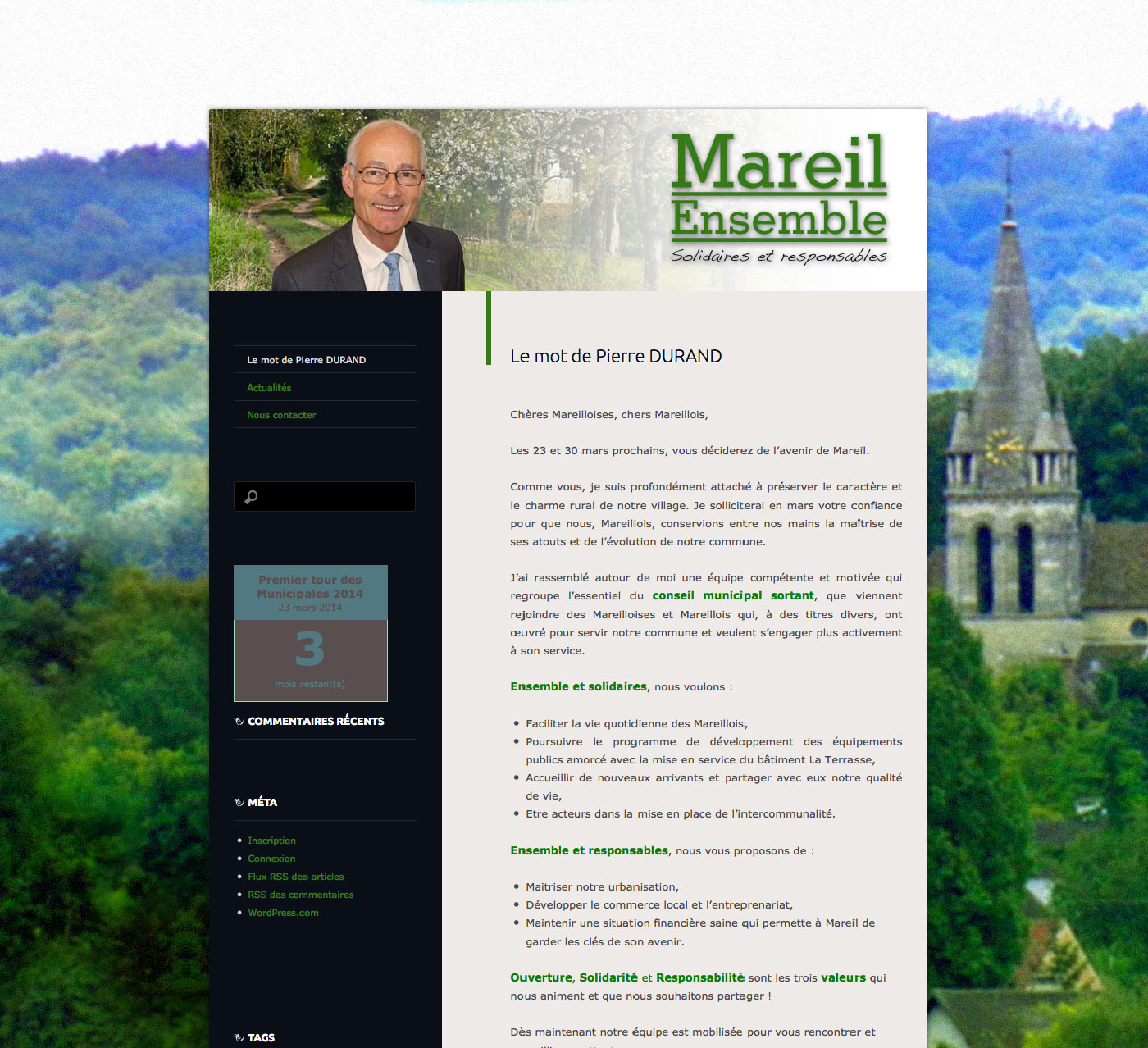 Page d'accueil du site Mareil Ensemble