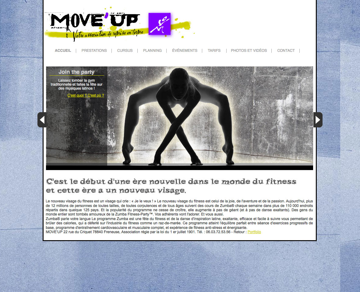 Page d'accueil du site Move'Up