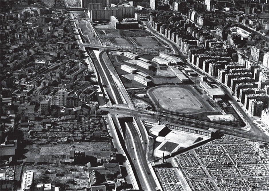 Chantier du boulevard périphérique entre les portes de Vanves et de Châtillon, 1961